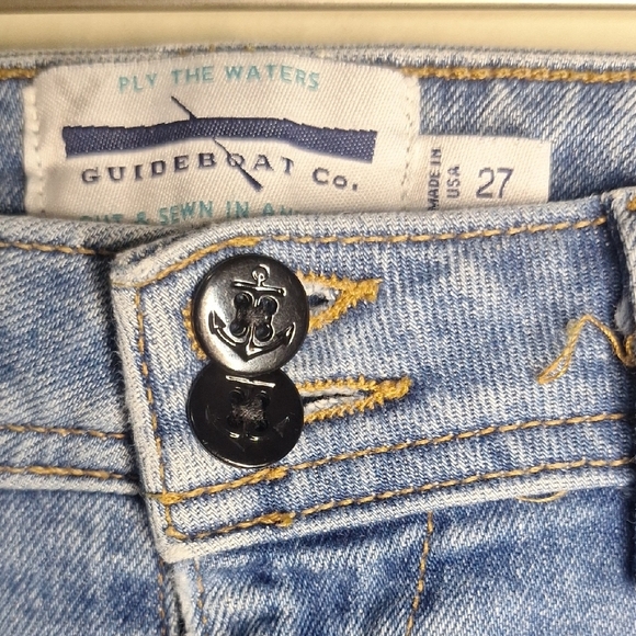 Guideboat Ply the Water front patch pockets Straight ankle detail jeans Size 27 - Picture 1 of 7